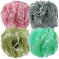 DadyMart Bath Shower Loofah Sponge 60g Bath Mesh Pouf Shower Ball Body Scrubber Exfoliating Bath Sponge for Women and Men, Set of 4, Gold and Grey