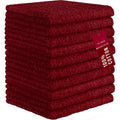 DecorRack 100% Cotton Washcloths 12x12 in, Red (10 Pack)