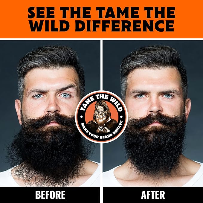 Tame the Wild Premium Beard Grooming Kit - Heated Beard Brush, Straightener Comb, Heat Protectant Spray, Beard Soap, Balm, Wooden Comb, and Storage Case