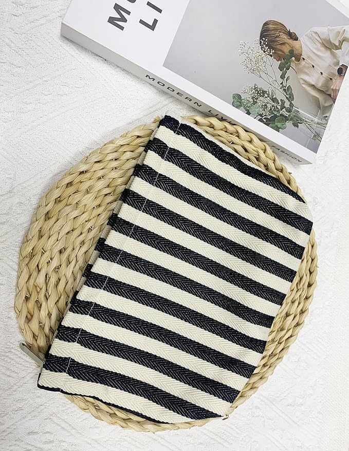 getgto 2 Pcs Makeup Bags, Large Cosmetic Bag Travel Toiletry Bag Organizer for Women, Embroidery Craft, Stripe Makeup Bag Small Cosmetic Pouch Purse with Zipper Gifts for Girls Teen