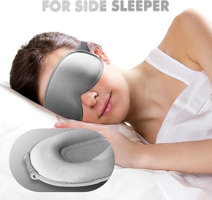 Sleep Eye Mask for Men Women, Lash Extensions 3D Sleeping Mask, Travel Blackout Night Blindfold Eye Shade Cover with Adjustable Strap (Ash Grey)