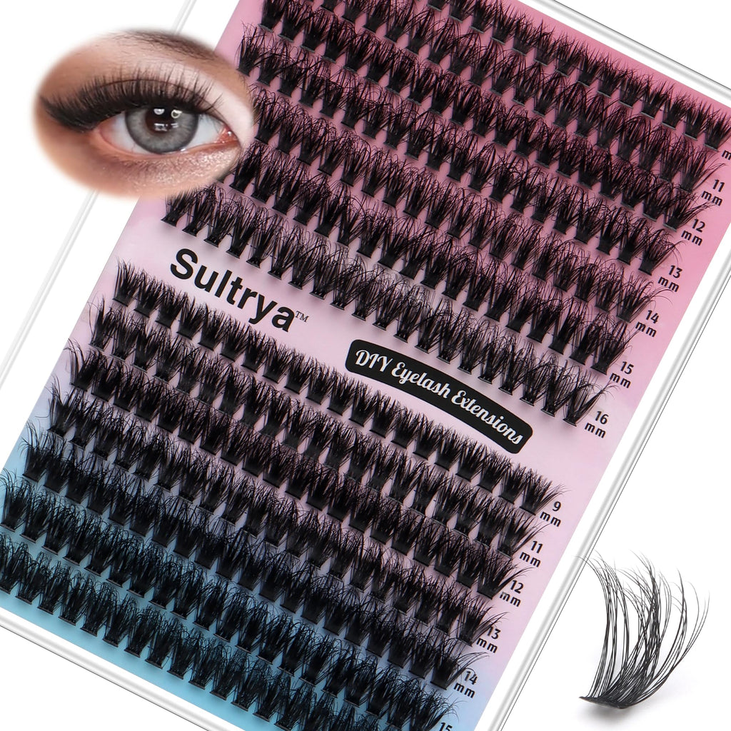 Sultrya 50D+60D 280pcs Fluffy DIY Eyelash Extensions Cluster Lashes False Eyelashes Faux Mink Multi-Layer Soft Lightweight Lash Clusters for Natural Dramatic Volume (9–16mm, 50D+60D Fluffy)