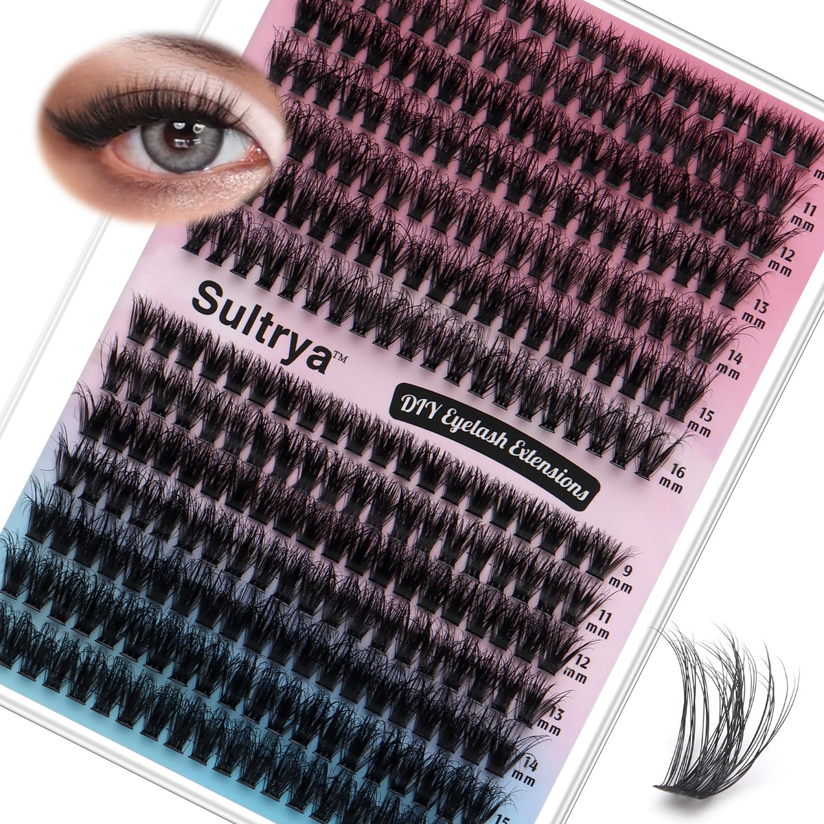 Sultrya 50D+60D 280pcs Fluffy DIY Eyelash Extensions Cluster Lashes False Eyelashes Faux Mink Multi-Layer Soft Lightweight Lash Clusters for Natural Dramatic Volume (9–16mm, 50D+60D Fluffy)
