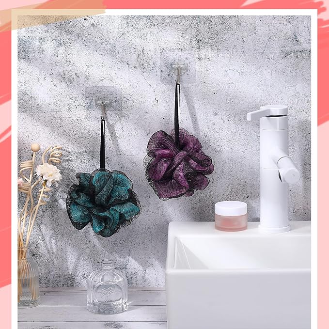 Funnymoom 12 Pcs Travel Size Loofah Individually Wrapped, Small Shower Puff Bath Sponge Pouf Ball Bulk Mesh Bath Puff Mini Loofah Sponge with Case Bulk for Shower Care (25g,Fantasy)