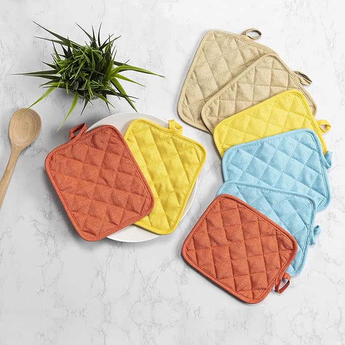 American Linen 8-Pack Heat Resistant Pot Holders & Hot Pads (Coral, 8 Pack)
