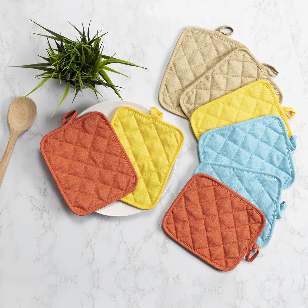 American Linen 8-Pack Heat Resistant Pot Holders & Hot Pads (Sand, 8 Pack)