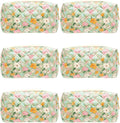 PAZIMIIK Small Quilted Makeup Bag,Zipper Cosmetic Pouch,Green Floral,6 Pack