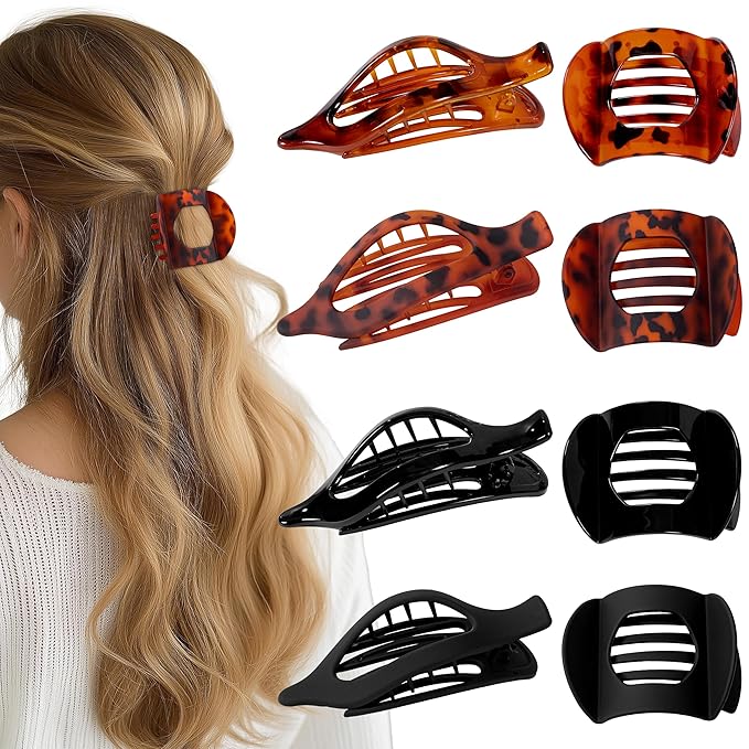 8 Pack Flat Hair Clips for Women, Valentine's Day Gifts, Matte Flat Claw Clips for Thick & Thin Hair No-Slip Strong Hold Hair Barrettes, French Duckbill Styling Accessories for Women