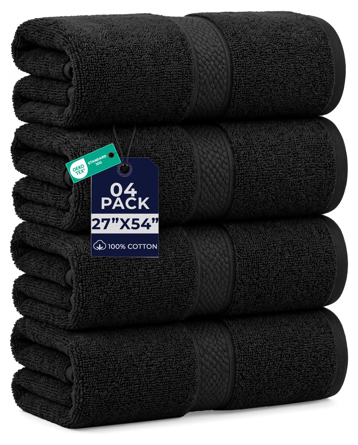DAN RIVER 600 GSM Cotton Large Bath Towels Set of 4, 27 x 54 Inches