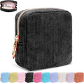 Period Bag for Girls, Corduroy Sanitary Napkin Storage Bag, Period Pouch & Tampon Holder, Feminine Care Organizer（Black）