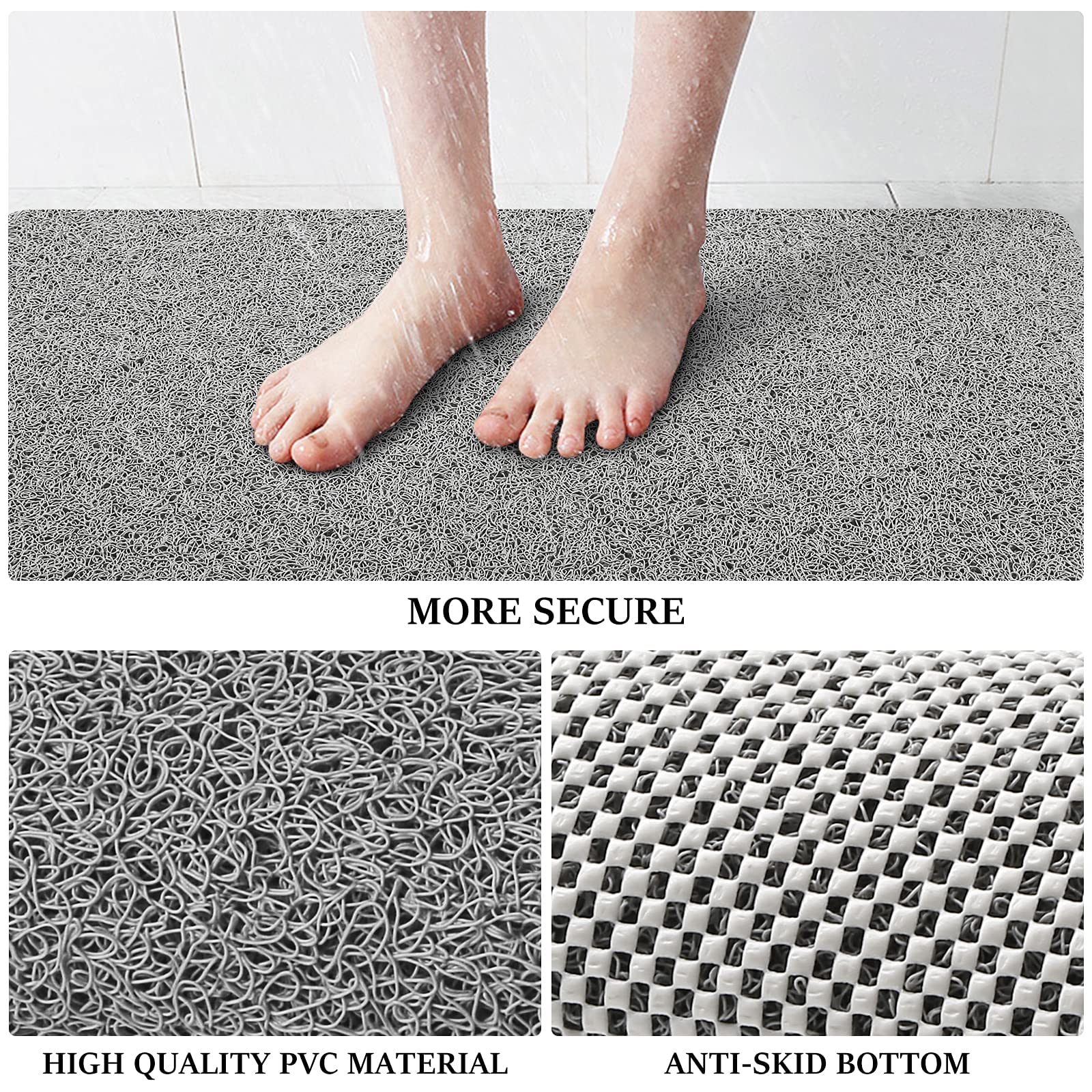 LuxStep Shower Mat Bathtub Mat Non-Slip Bath Mat with Drain, Quick Drying