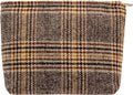 Makeup Bags for Purse Zipper Cosmetic Pouch Large Travel Canvas Make Up Organizer Tool Pouch for Women and Girls,Plaid Brown