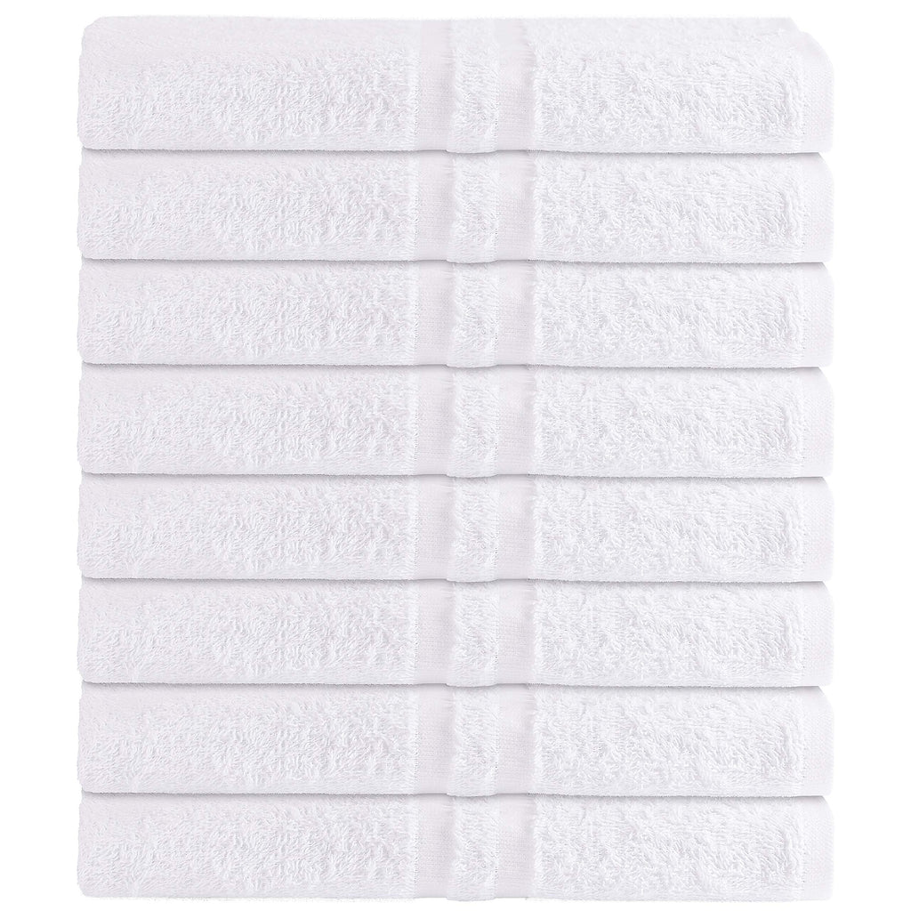 GREEN LIFESTYLE Luxury Bath Towel - White Large Bath Towels Pack for Spa, Gym, Bathroom, Hotel - 86% Cotton 14% Polyester -Super Soft, Thick and Absorbent 24 x 50 Bulk Bath Towel - (8-Pack)