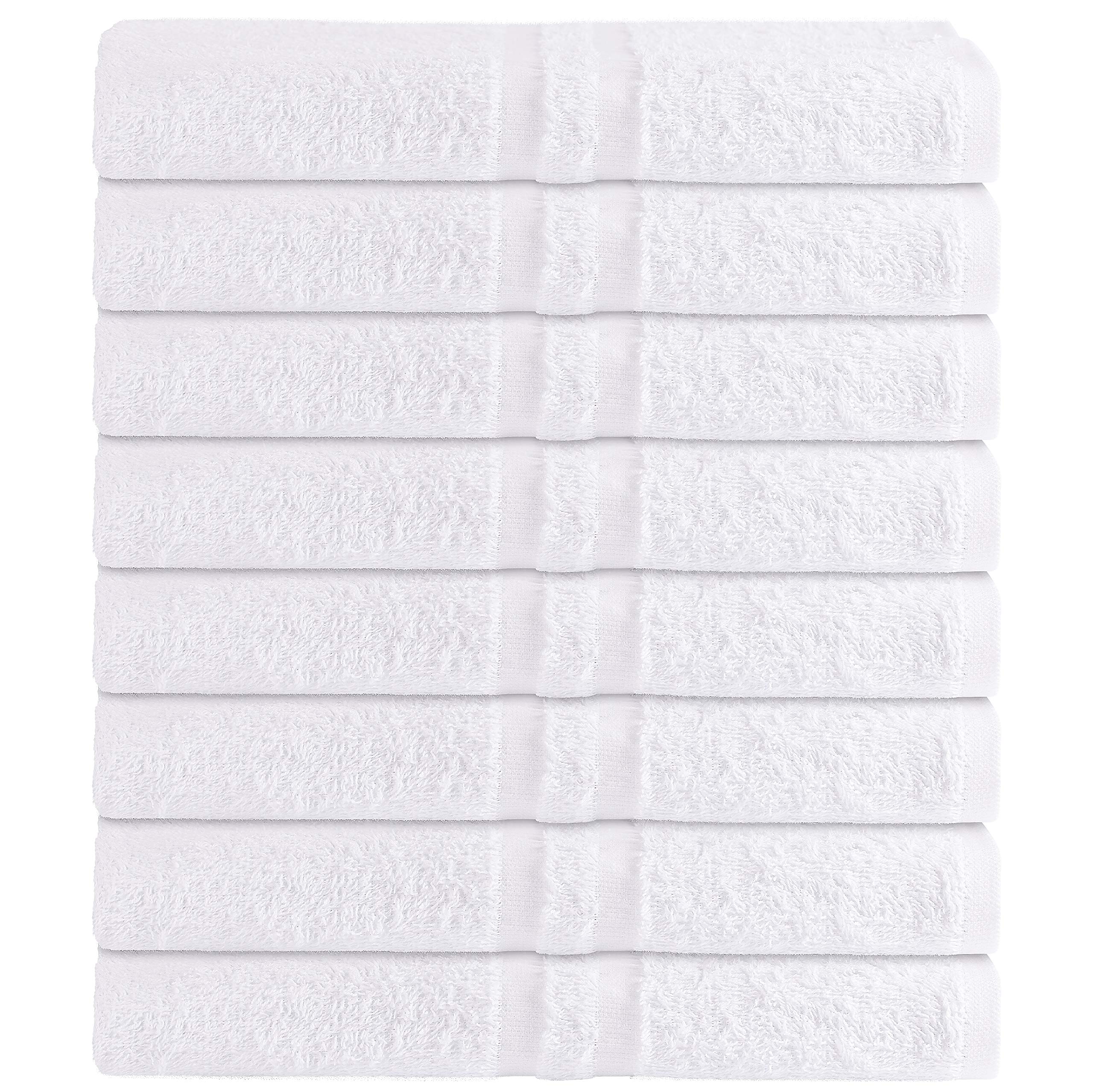 GREEN LIFESTYLE Luxury Bath Towel - White Large Bath Towels Pack for Spa, Gym, Bathroom, Hotel - 86% Cotton 14% Polyester -Super Soft, Thick and Absorbent 24 x 50 Bulk Bath Towel - (8-Pack)