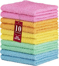 DecorRack 100% Cotton Washcloths 12x12 in, Assorted Colors (10 Pack)