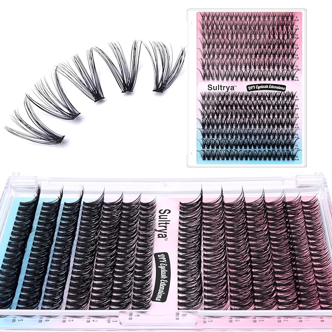 DIY Lash Extension Kit 30D&40D Cluster Lashes Set Glossy Deep Black Faux Mink Eyelashes with Tweezers, Bond & Seal Lightweight Natural-Looking Lash Extensions at Home (9–16mm, 30D+40D KIT)