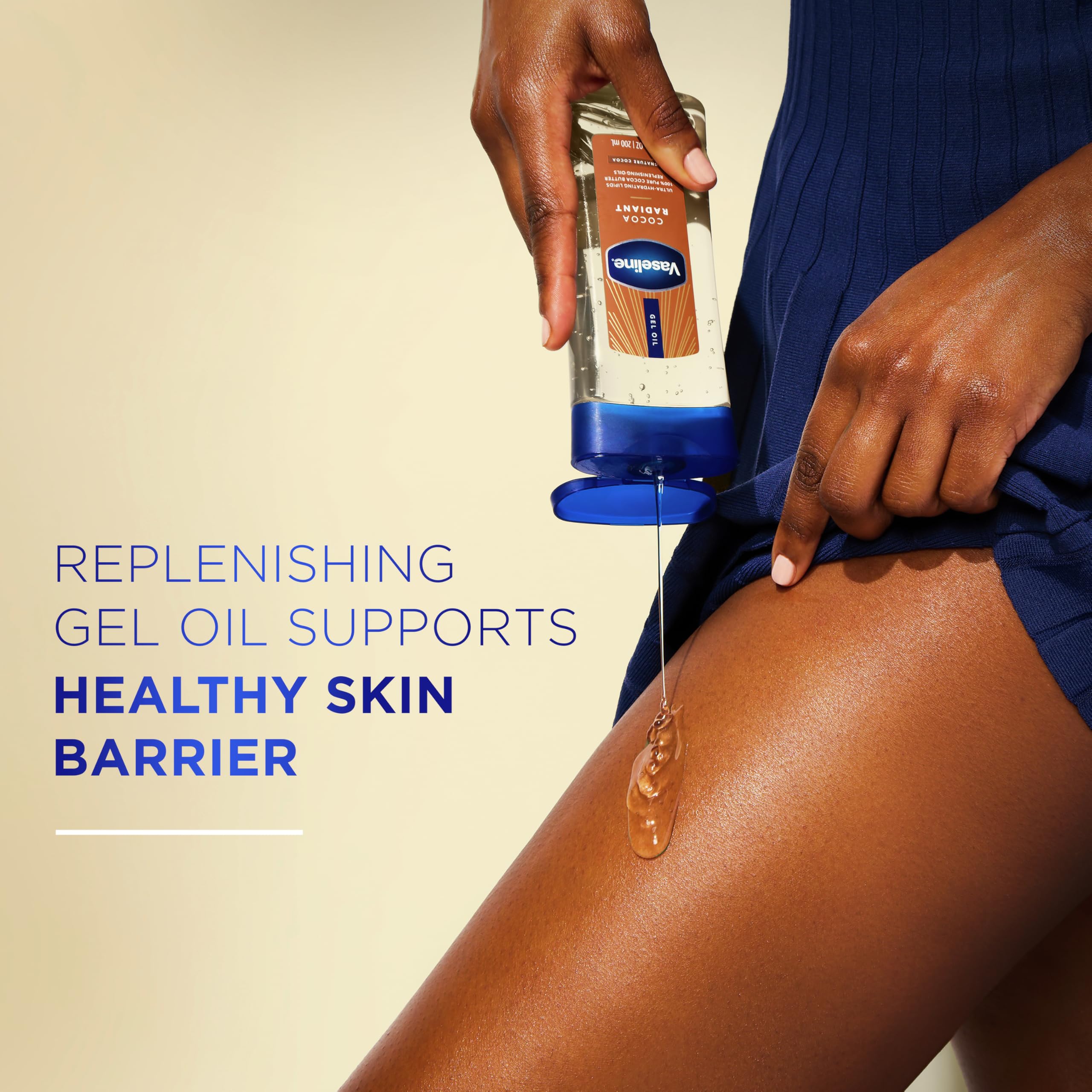 Vaseline Intensive Care Cocoa Radiant Pack of 3 for Glowing Skin Body Gel Oil Made with Pure Cocoa Butter + Replenishing Oils 6.8 fl oz