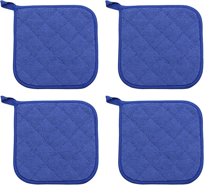 GQZLUCK Cotton Pot Holders, Hot Pads for Kitchen,Set of 4, Dark Blue