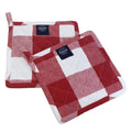 Encasa XO 8 inches Oven Microwave Potholders (2 pc Set) for Kitchen Cooking & Baking - Heat Resistant, Thick & Safe, Protection of Hands from Hot Utensils - Buffalo Red Checks