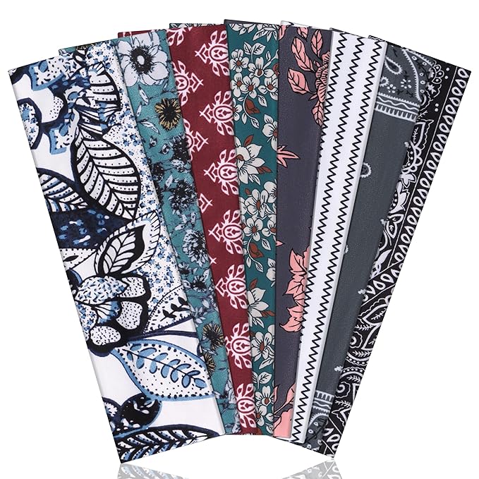 Ztomine 8 Pack Headbands for Women Non Slip - Stylish Sports Hair Bands for Women's Hair - Soft Cotton Cloth Stretchy Headbands for Women for Yoga, Outdoor Exercise Running