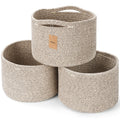 Maxuni 3 Pack Small Rope Storage Baskets, 9.82×9.82×7.1", Brown