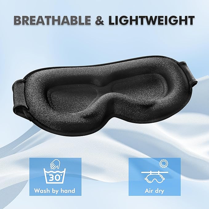 Sleep Eye Mask for Men Women, Lash Extensions 3D Sleeping Mask, Travel Blackout Night Blindfold Eye Shade Cover with Adjustable Strap (Ebony)