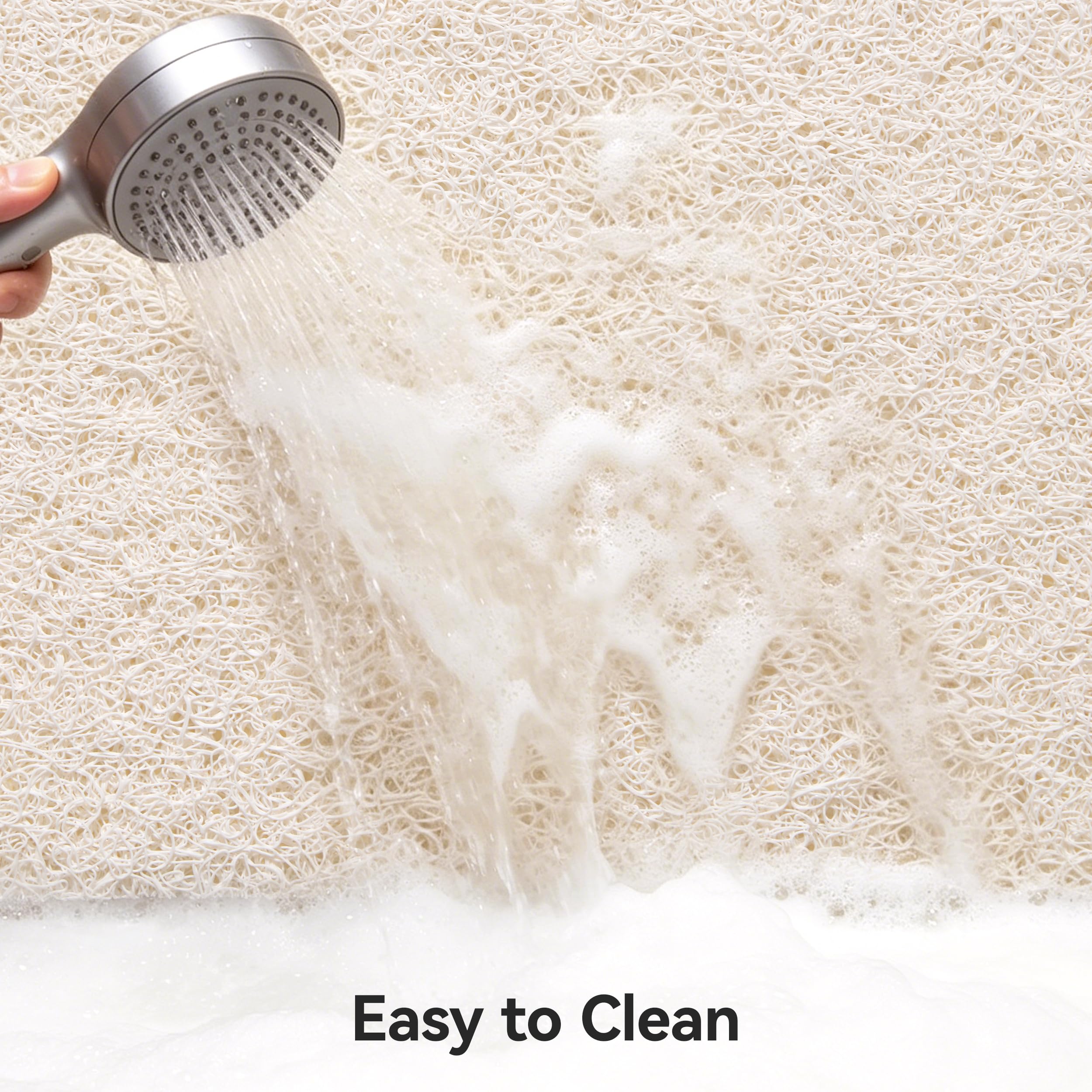 Asvin Soft Textured Bath, Shower, Tub Mat, 47x16 Inch, Phthalate Free, Non Slip Comfort Bathtub Mats with Drain, PVC Loofah Bathroom Mats for Wet Areas, Quick Drying