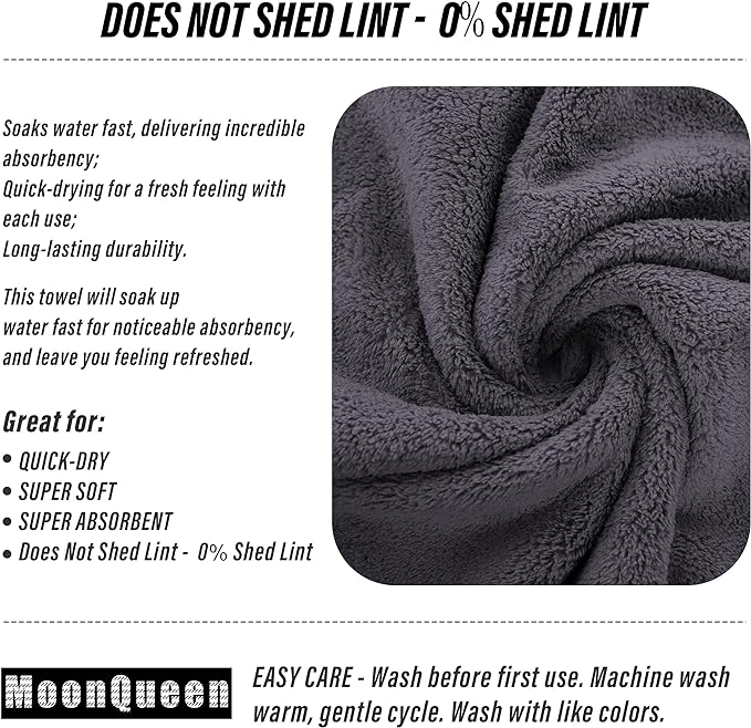 MOONQUEEN 18 Pack Premium Hand Towels - Quick Drying - Microfiber Coral Velvet Highly Absorbent Towels - Multipurpose Use as Hotel, Bathroom, Shower, Spa, Hand Towel 16 x 28 inches (Gray)
