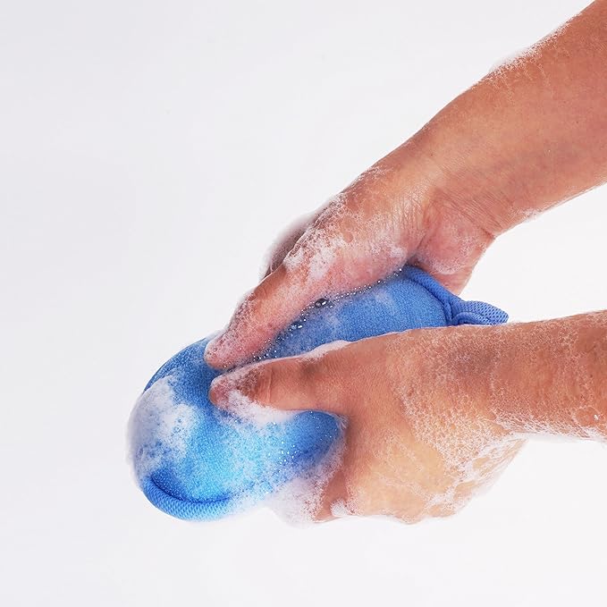 BabaMate Baby Bath Sponge - Ultra Soft Baby Sponge for Bathing - Kids Bath Sponges for Infants, Toddler Bath Time, 2 Count (1 Pack) - Green Blue