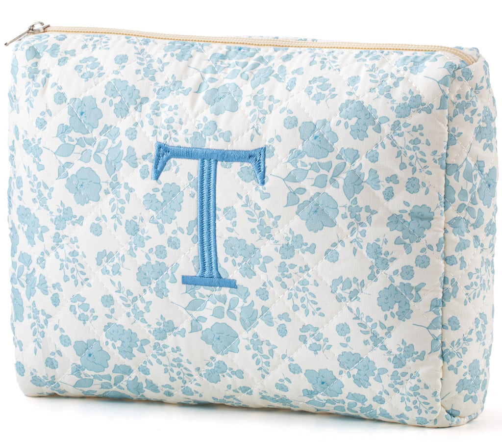 HBselect Initial Makeup Bag for Women Personalized Quilted Cosmetic Bag