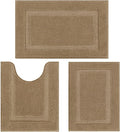 SHACOS Khaki Brown Bathroom Rugs Sets 3 Piece Bath Mat U Shaped Toilet Rug