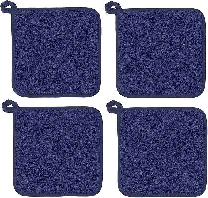 GQZLUCK Cotton Pot Holders, Hot Pads for Kitchen,Set of 4, Navy Blue