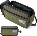 PAVILIA Tactical Toiletry Bag for Men, Water Resistant Molle Military Dopp Kit, Travel Hygiene Organizer with Wet Dry Storage for Shaving, Grooming, Gym and Camping, Olive XL