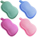 Tatuo 4 Pieces Baby Bath Sponge Toddler Bath Sponge Soft Comfy Cotton Absorbent Loofah for Kids Babies Boy Girl(Red, Purple, Green, Blue)