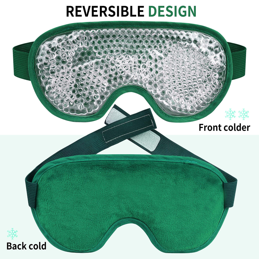 Cooling Eye Mask with Gel Beads, Reusable Cold Eye Mask for Puffy Eyes, Dark Circles, Sleep, Relaxation, Soft Cooling Eye Pads for Men Women (Dark Green)