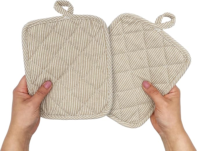 American Linen 8-Pack Heat Resistant Pot Holders & Hot Pads (Beige, 8 Pack)