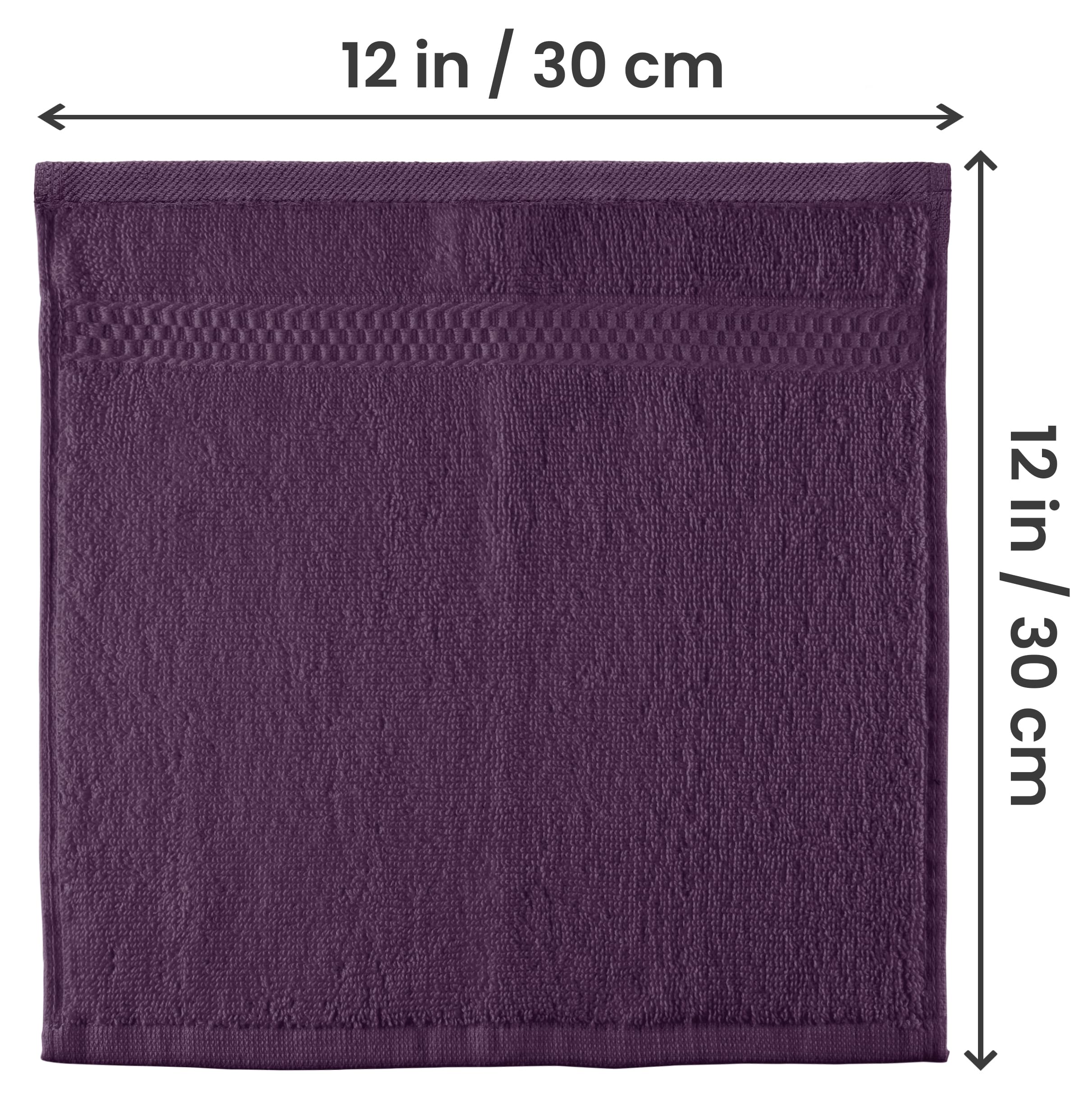 Utopia Towels 12 Pack Premium Wash Cloths, 12x12 in, 100% Cotton, Plum