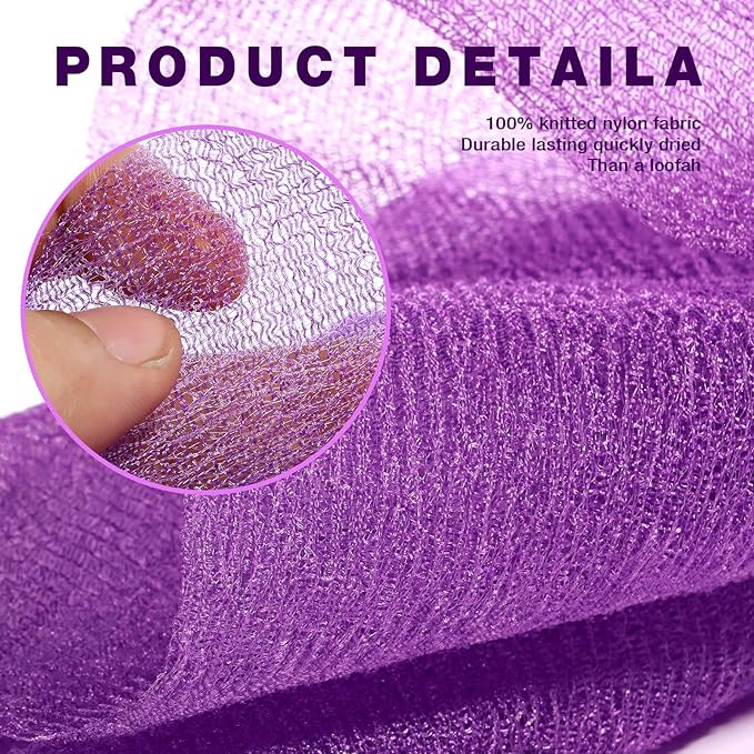 RIUOTA 3 Pieces Exfoliating Washcloth Shower Towel African Net Sponge Japanese Wash Cloth Face Exfoliating Sponge Loofah Exfoliating Body Scrubber for Body Exfoliation