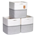 NaturalCozy Storage Cubes 11 Inch Cotton Rope Woven Baskets for Organizing, 3-Pack | Cube Storage Bin | Square Storage Baskets for Shelves Organizer, Classroom, Kids Toy Bins, Closet, Baby Nursery