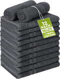 Utopia Towels Cotton Bleach Proof Salon Towel 16 by 27 inches, Bleach Safe 100% Cotton Hand Towel for Gym, 12 Pack, Dark Grey
