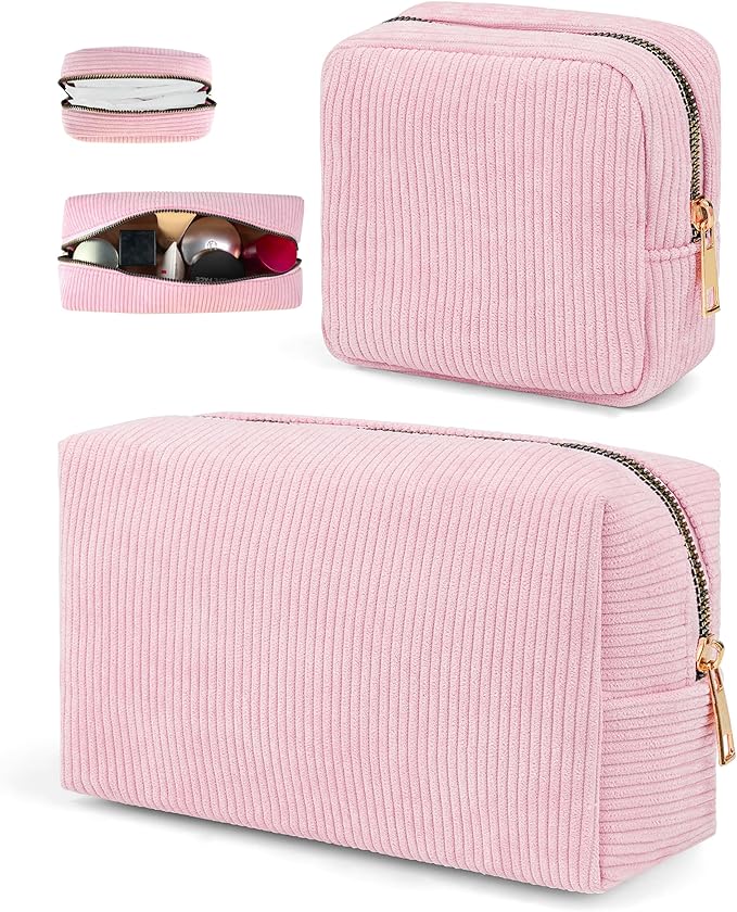 Corduroy Sanitary Napkin Storage Bag 2 PCS Period Bags For Teen Girls, First Period Pad Pouches Tampon Holder for Purse with Zipper
