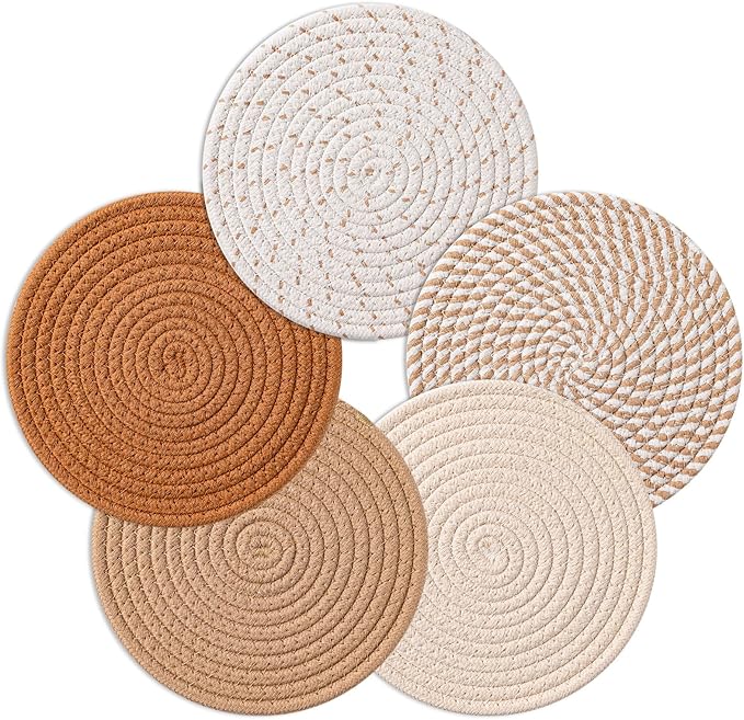 7 Inch Trivets for Hot Dishes, Pot Holders for Kitchen, Hot Pads, Coasters
