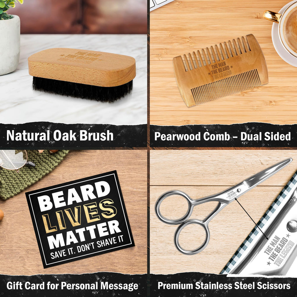 Grooming Gifts for Men - Beard Kit Grooming and Care with Brush, Comb, Scissors & Storage Bag - Anniversary Retirement Birthday Gifts for Men Dad Grandpa, Husband Birthday Gift Ideas
