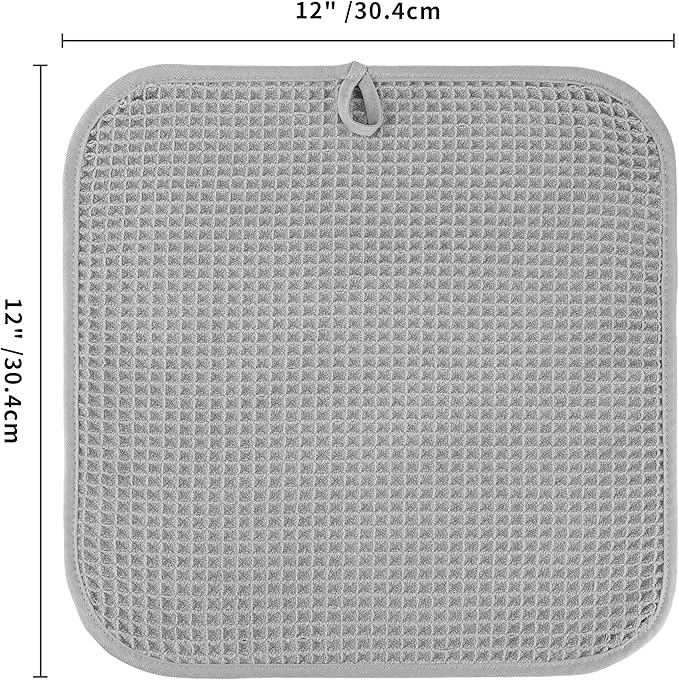 Microfiber Waffle Face Towels, 4 Pieces, Soft, Absorbent, Fast Drying, Lint Free 430 GSM (Silver)