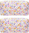 PAZIMIIK Small Quilted Makeup Bag,Zipper Cosmetic Pouch,Ditsy Floral,2 Pack