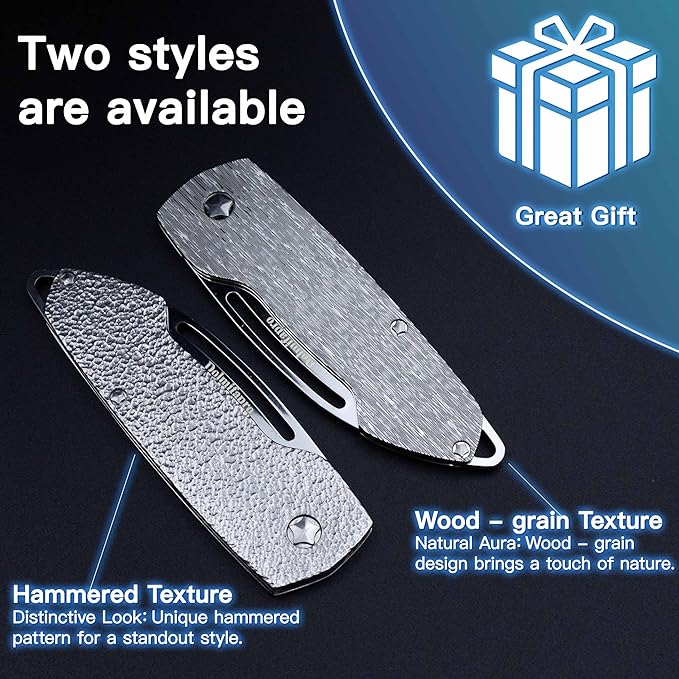 Dolmifapro Small Folding Mustache Comb, Metal Beard Comb for men EDC Pocket Mini Portable Fits In Keychain Anti-Static (Wood Grain)