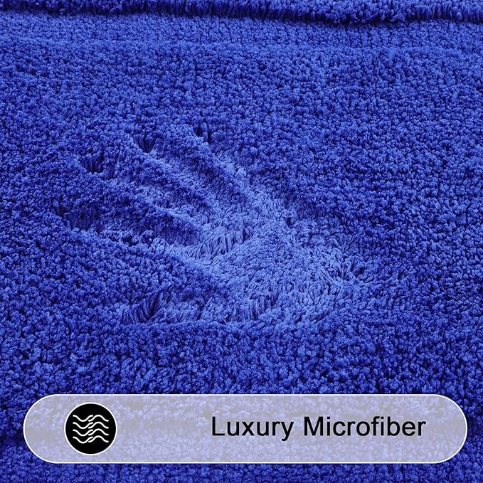 SHACOS Royal Blue Bathroom Rugs Sets 3 Piece Bath Mat U Shaped Toilet Rug