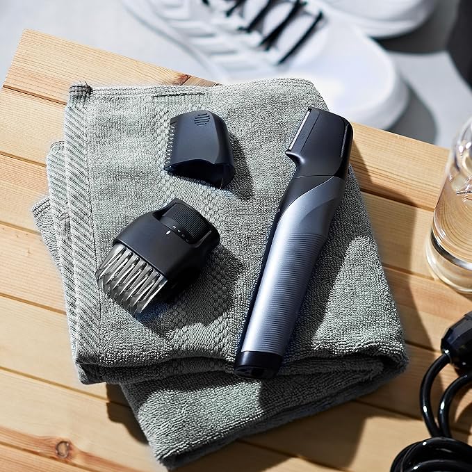 Panasonic Body Groomer for Men & Women, Unisex Wet/Dry Cordless Electric Body Hair Trimmer for Men & Women w/ 2 Comb Attachments, Multi-Directional Shaving in Sensitive Areas - ER-GK80-S (Black)