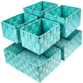 Storage Baskets: 6 Pack Stackable Woven Storage Bins, Aqua