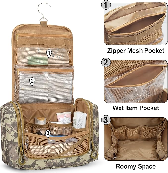 Prokva Tactical Toiletry Bag for Men, Large Hanging Dopp Kit Hygiene Bag